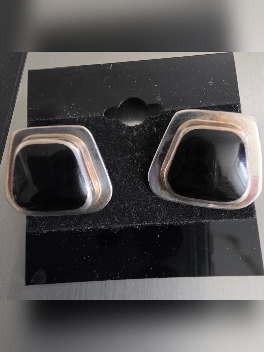 vintage Sterling Silver and Black Onyx earrings, Stamped From Mexico